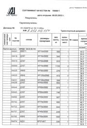 прутки к4645 Д16Т ф 80,0 ч.2 Сертификат на прутки к4645 Д16Т ф 80,0 ч.2